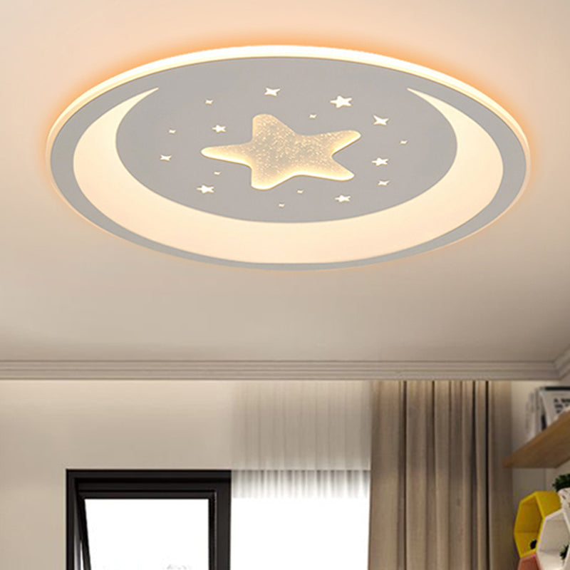 Round Shape Metal Flush Ceiling Light Kid Style 1 Light Flush Ceiling Light Fixtures