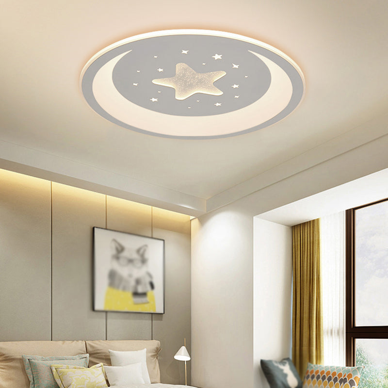 Round Shape Metal Flush Ceiling Light Kid Style 1 Light Flush Ceiling Light Fixtures