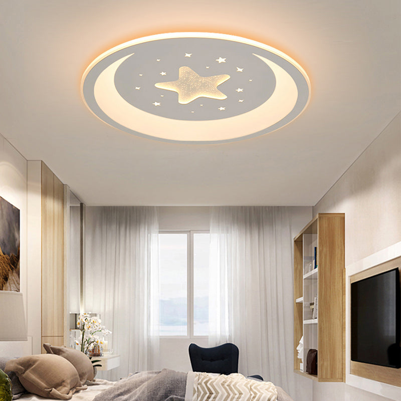 Ronde Vorm Metalen Flush Plafond Licht Kid Stijl 1 Licht Flush Plafond Licht Armaturen