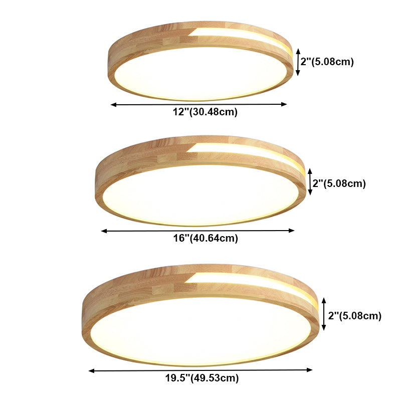 Madera de la forma redonda de madera de techo de estilo moderno de estilo moderno 1-Iluminación de montaje de iluminación en marrón