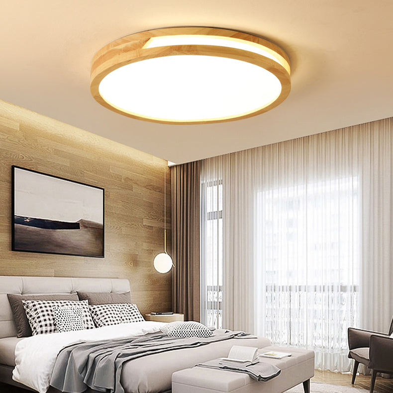 Legno Rotondo Forma Flush Soffitto Light Modern Style 1 - Light Flush Mount Lighting in Brown