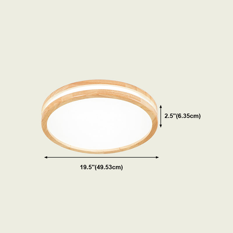 Lámpara de techo incorporada de madera redonda estilo moderno 1 dispositivo de fijación incorporada de luz, marrón