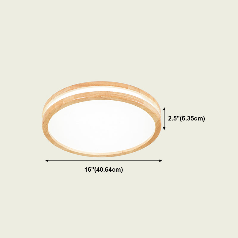 Lámpara de techo incorporada de madera redonda estilo moderno 1 dispositivo de fijación incorporada de luz, marrón