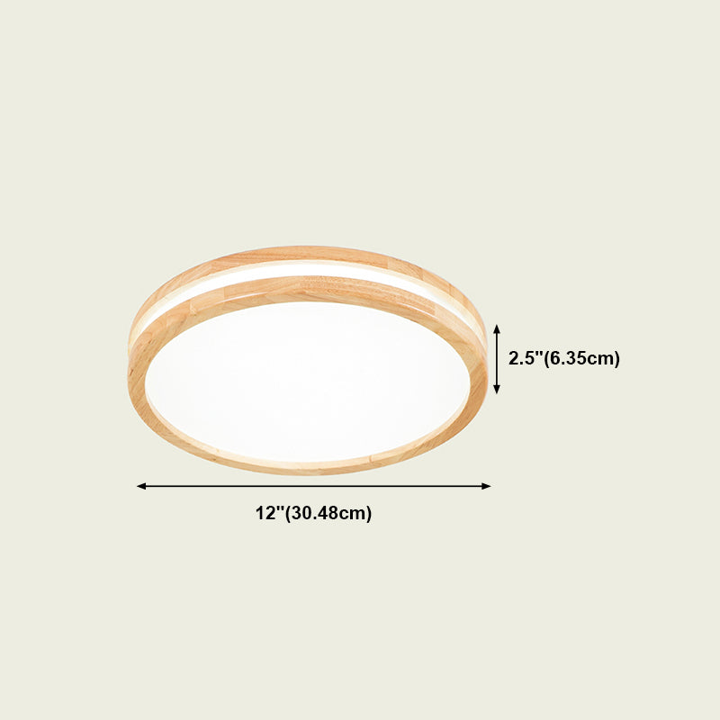 Lámpara de techo incorporada de madera redonda estilo moderno 1 dispositivo de fijación incorporada de luz, marrón
