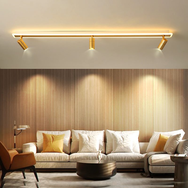 Modern Gold Ceiling Light Metal Multi Light Track Flush Mount Light for Living Room