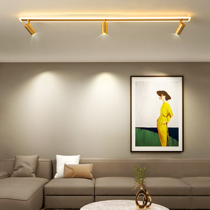 Modern Gold Ceiling Light Metal Multi Light Track Flush Mount Light for Living Room