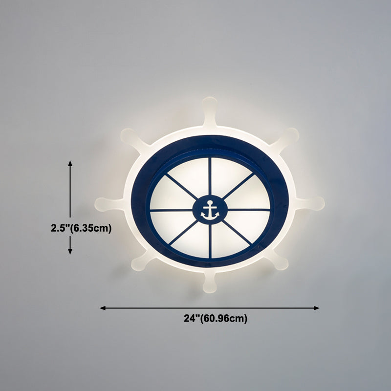 Forma redonda LED de techo LED para niños de hierro 2 luces de montaje a ras de la habitación