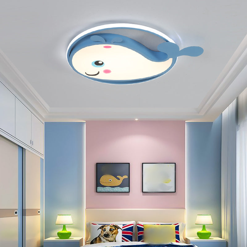 Geometry Shape LED Ceiling Lamp Kids Style Iron 2 Lights Flush Mount for Bedroom