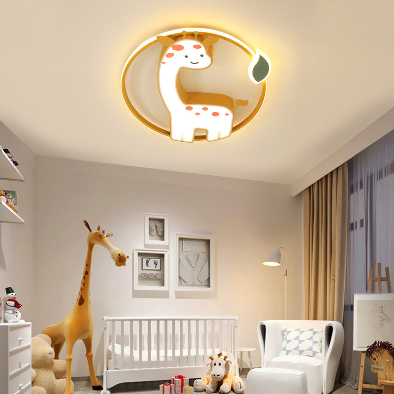 Geometry Shape LED Ceiling Lamp Kids Style Iron 2 Lights Flush Mount for Bedroom