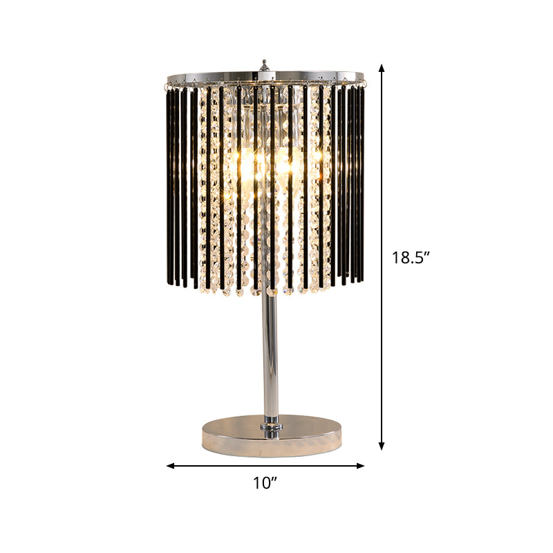 2 têtes Table d'étude Lumière Chrome moderne petite lampe de bureau avec une nuance de cristal à facette de perle