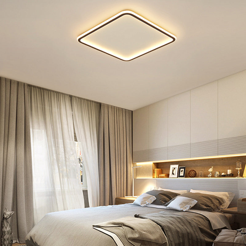 Einfache quadratische Decke bündig montiert Licht Metall LED Schlafzimmer Decke Flush in Schwarz