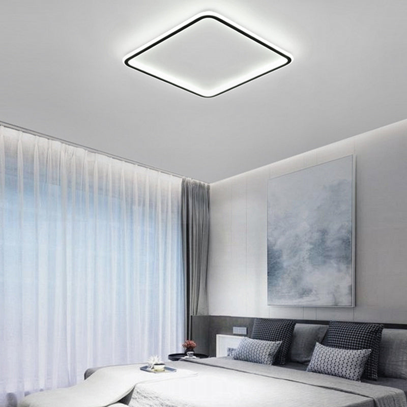 Simple Squared Ceiling Flush Mount Light Metal LED Bedroom Ceiling Flush in Black