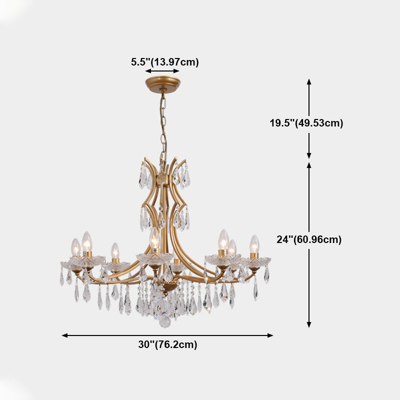 Chandelier de style européen Chandelle en cristal Plafond lustre pour chambre à coucher