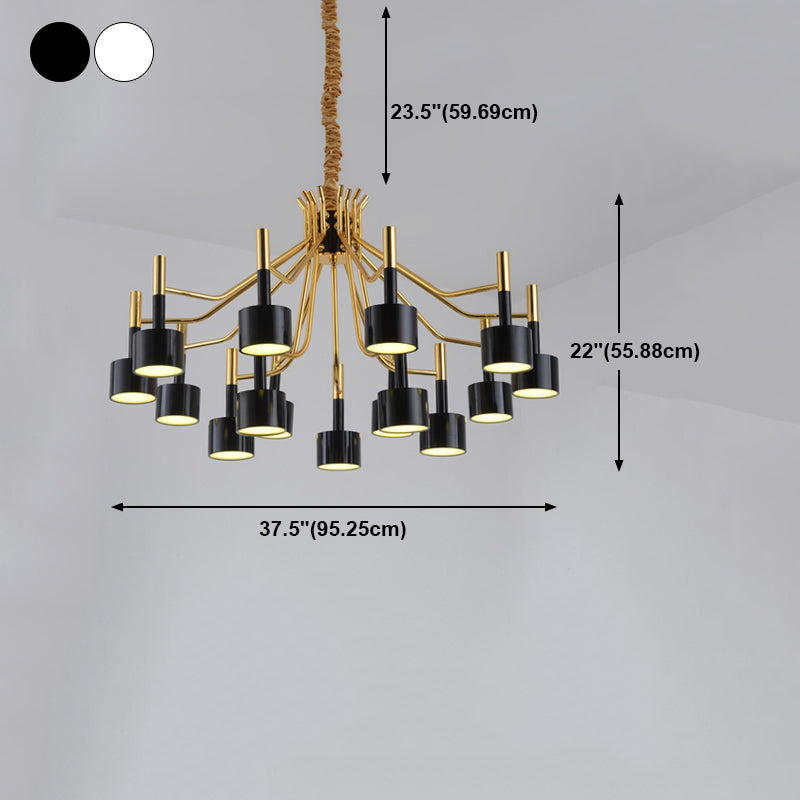 Lustre de style postmoderne ramifiant suspendu suspendu avec une teinte de fer