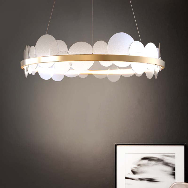 Suspension 1-Light Light Modern Style Ring Forme Métal Metal Acrylique Chandelier Lights