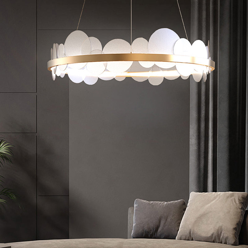 Suspension 1-Light Light Modern Style Ring Forme Métal Metal Acrylique Chandelier Lights