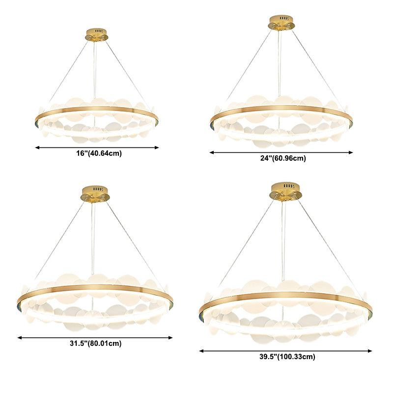 Suspension 1-Light Light Modern Style Ring Forme Métal Metal Acrylique Chandelier Lights