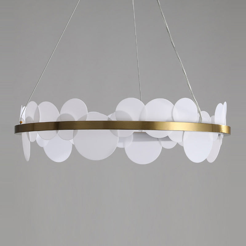 Suspension 1-Light Light Modern Style Ring Forme Métal Metal Acrylique Chandelier Lights