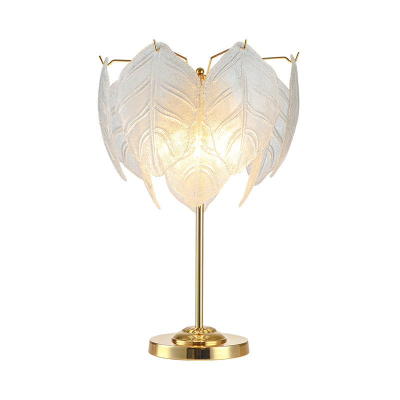 Leaf Reading Light Modernist Hand-Cut Crystal 3/4 Bulbs 14"/16" Wide Gold Nightstand Lamp