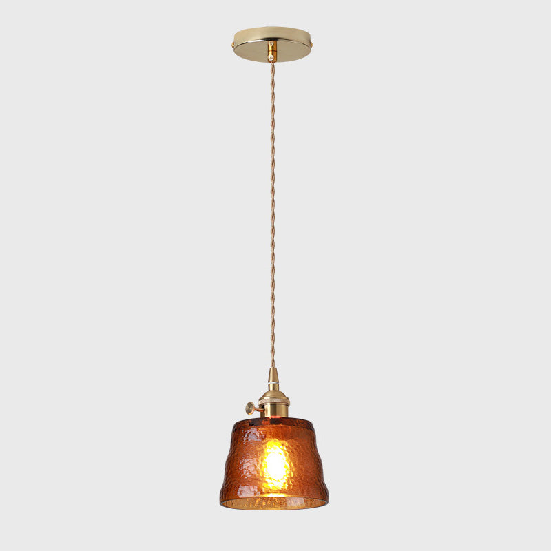 Geometry Shade Hanging Lighting Industrial Style Glass 1 Light Pendant Lamp for Bedside