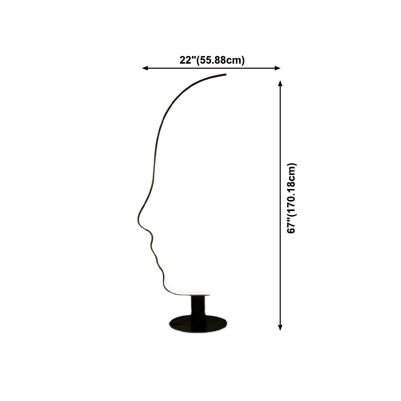 Luz de piso curvada estilo moderno de metal 1 lámpara de luz de luz en negro