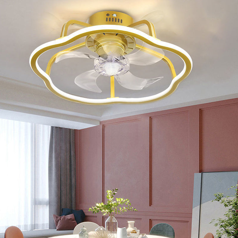 Contemporary Linear LED Ceiling Fan Light Creative Flush Mount Light for Living Room