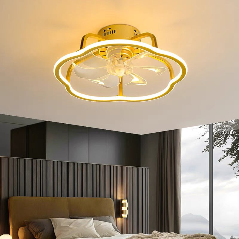 Contemporary Linear LED Ceiling Fan Light Creative Flush Mount Light for Living Room