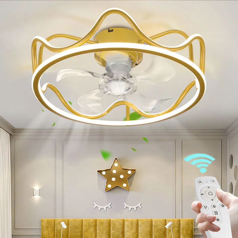 Contemporary Linear LED Ceiling Fan Light Creative Flush Mount Light for Living Room