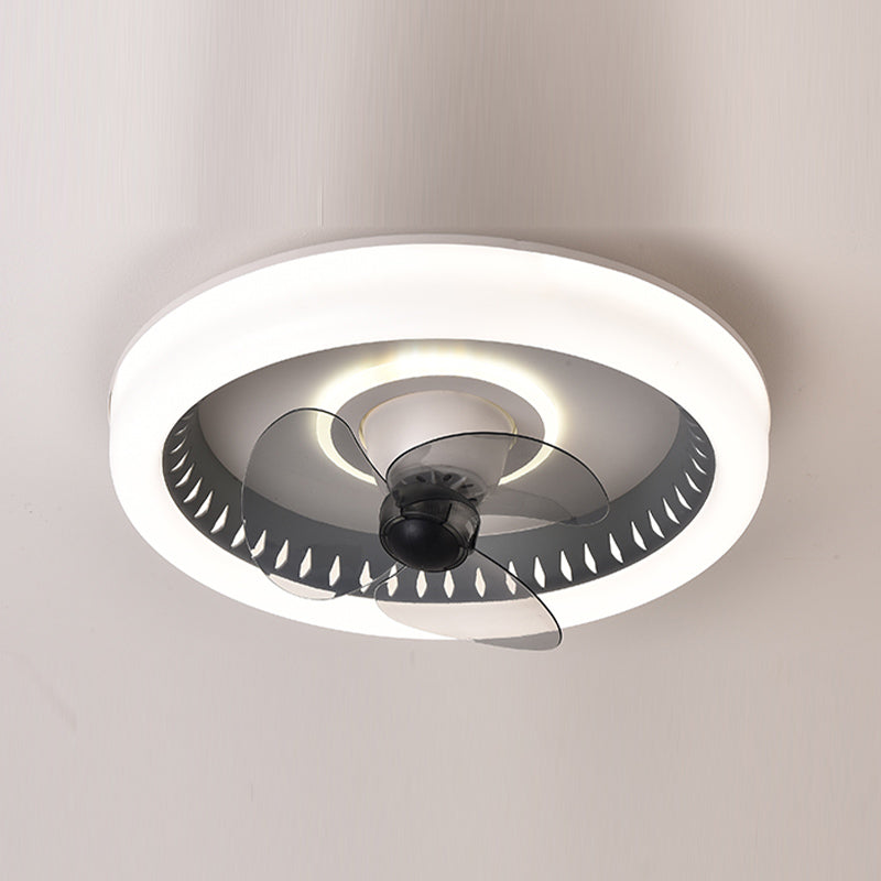 Nordic Round Fan Light Metal 20" Wide LED Flush Mount Light for Living Room
