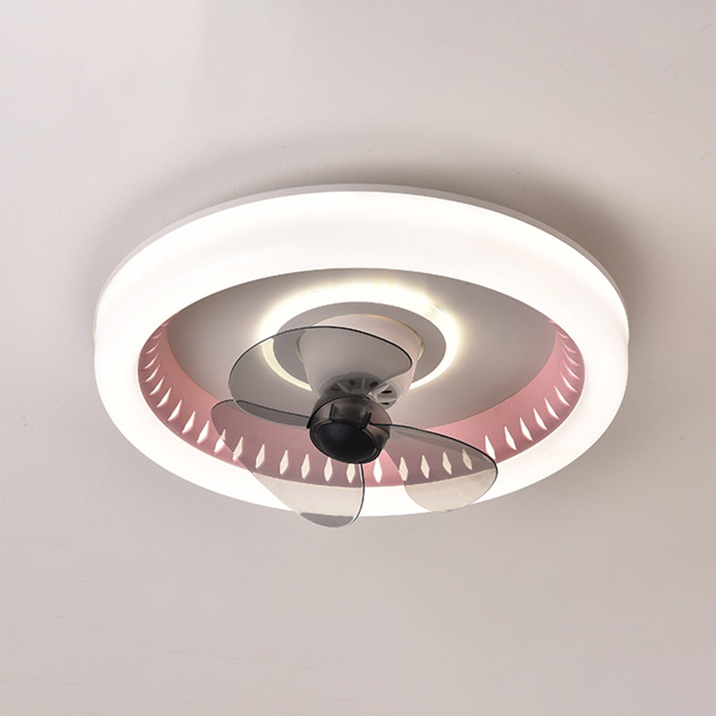 Nordic Round Fan Light Metal 20" Wide LED Flush Mount Light for Living Room