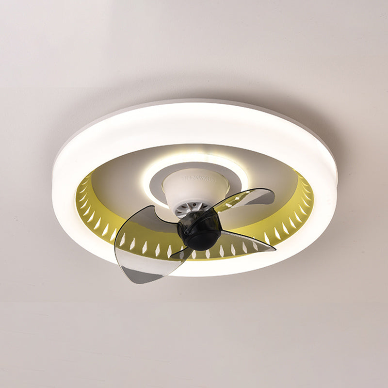 Nordic Round Fan Light Metal 20" Wide LED Flush Mount Light for Living Room