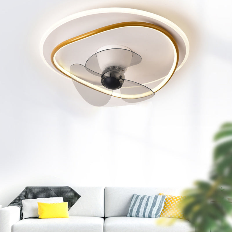 Nordic Round Fan Light Metal 20" Wide LED Flush Mount Light for Living Room