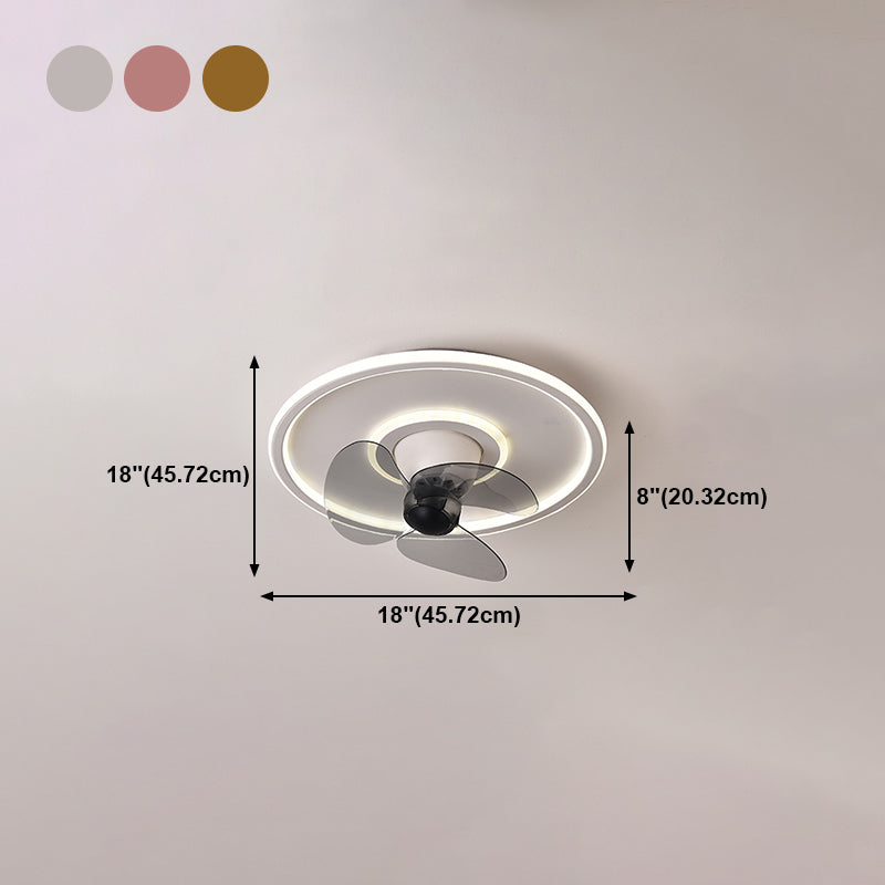 Nordic Round Fan Light Metal 20" Wide LED Flush Mount Light for Living Room