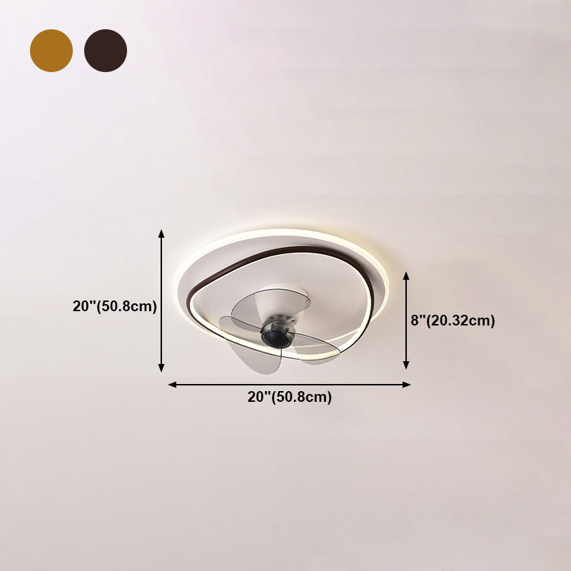 Nordic Round Fan Light Metal 20" Wide LED Flush Mount Light for Living Room