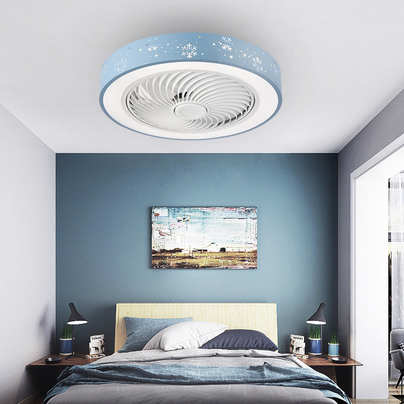 Round Bedroom Ceiling Fan Light Metal LED Simple Close to Ceiling Lighting