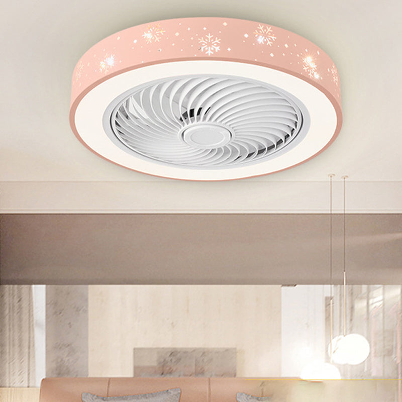 Round Bedroom Ceiling Fan Light Metal LED Simple Close to Ceiling Lighting