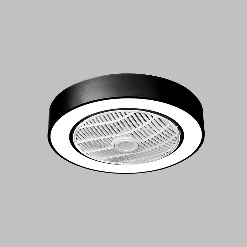 Éventail circulaire moderne LED LED acrylique semi-flush Mount Fixture en noir / blanc avec 3 lames transparentes, 21,5 "de large