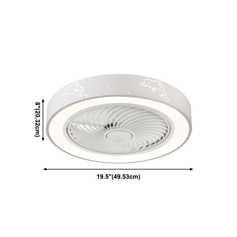 Round Bedroom Ceiling Fan Light Metal LED Simple Close to Ceiling Lighting