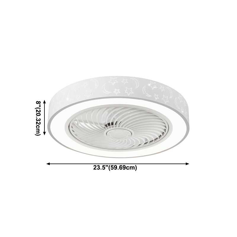 Round Bedroom Ceiling Fan Light Metal LED Simple Close to Ceiling Lighting