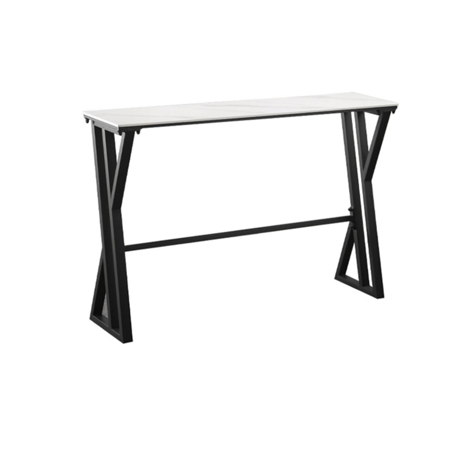 White Marble Bar Table with Rectangle Table Top Trestle Table - 41.3" H