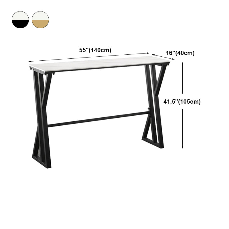 White Marble Bar Table with Rectangle Table Top Trestle Table - 41.3" H