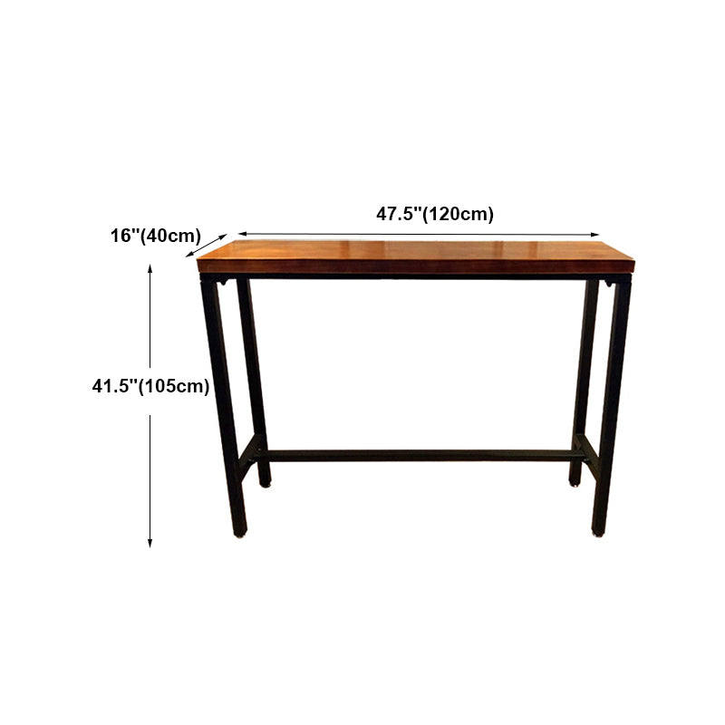 Brown Wood Bar Dining Table with Rectangle Table Top Trestle Table - 41.3" H