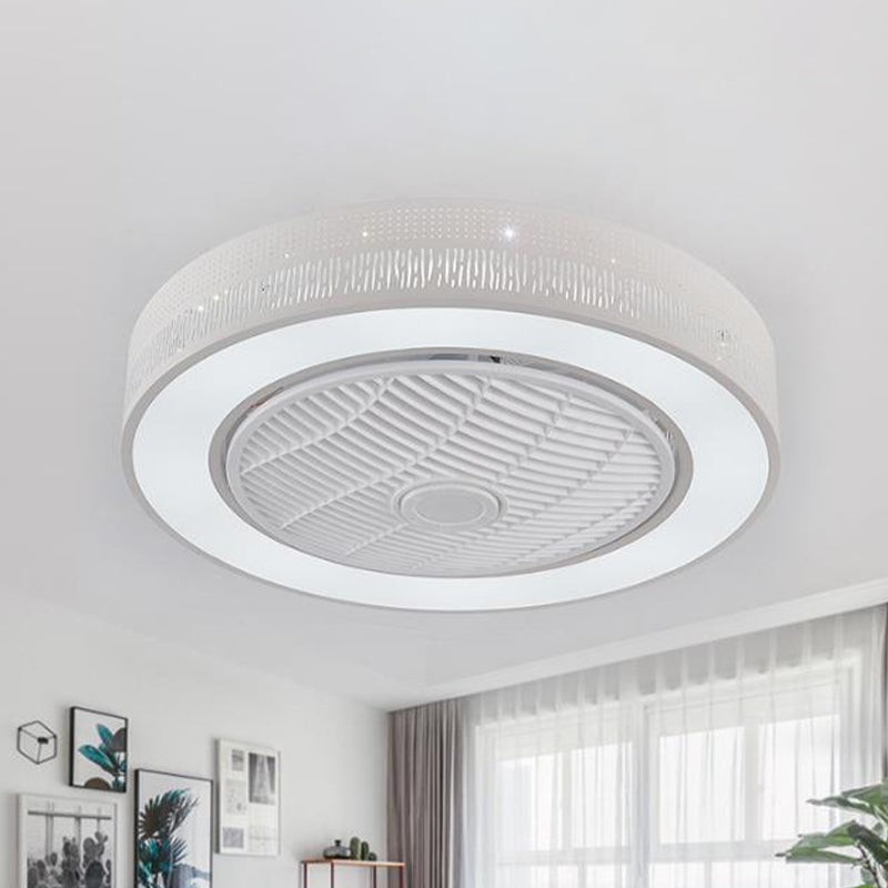 Éclairage de ventilateur linéaire / carré moderniste LED Metal Semi Flush Mount Lightture en blanc pour le salon, 21,5 "de large