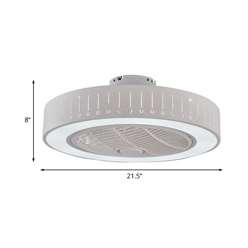 Lámpara de ventilador colgante de acrílico LED redondo de 21.5 "de ancho de ancho Minimalismo Luz de techo de montaje de flush con 4 cuchillas