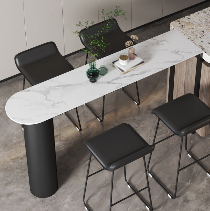 White Modern Style Table in Faux Marble and Metal Milk Tea Shop Bar Table