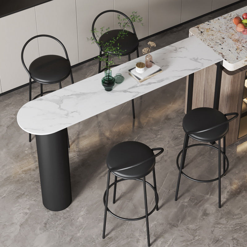 White Modern Style Table in Faux Marble and Metal Milk Tea Shop Bar Table