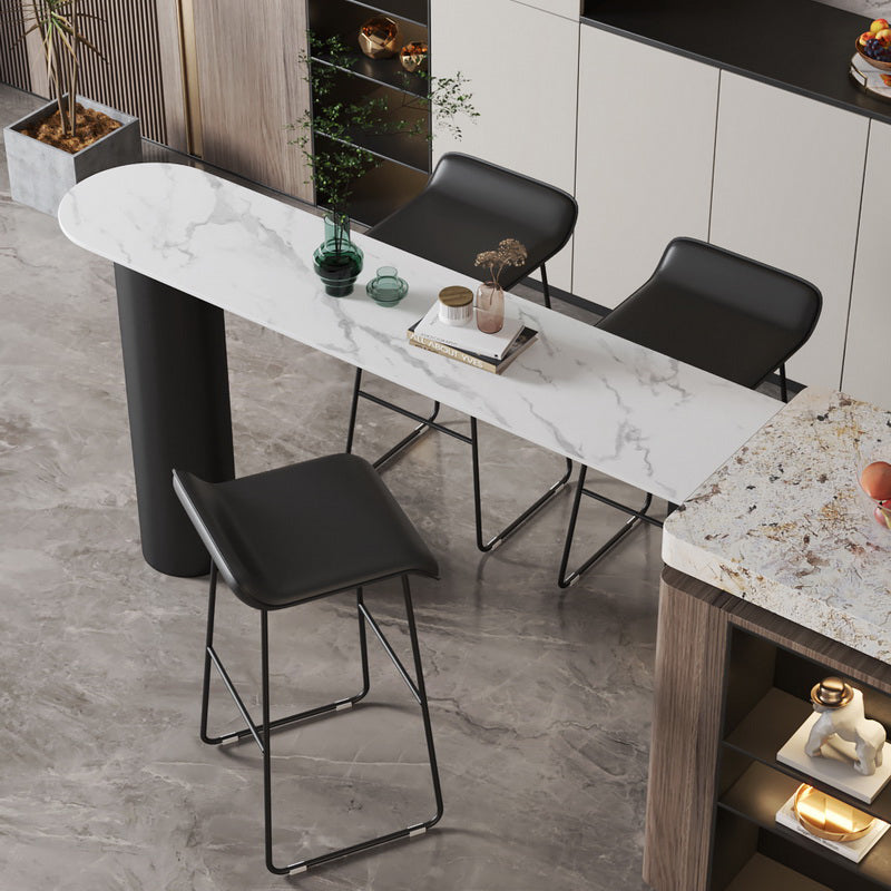 White Modern Style Table in Faux Marble and Metal Milk Tea Shop Bar Table