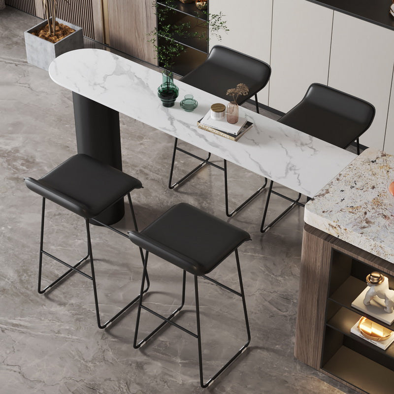 White Modern Style Table in Faux Marble and Metal Milk Tea Shop Bar Table