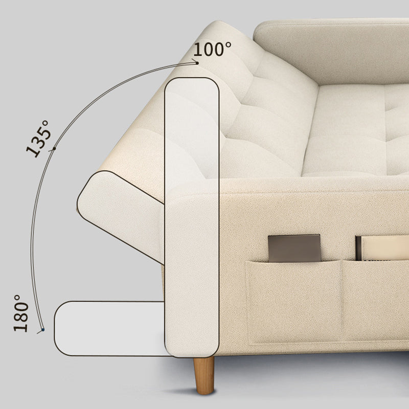 Modern Square Arm Sofa Convertible Wood Legs  Biscuit Back Sofa
