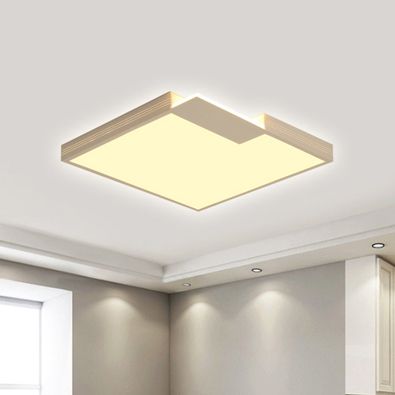 Éclairage de plafond carré minimaliste élégant LED 16"/19,5" de largeur, éclairage encastré en acrylique en blanc, éclairage chaud/blanc